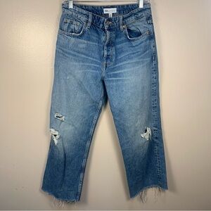 Zara The Grunge Pant Denim Distressed Jeans Raw Hem